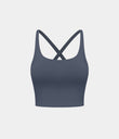 Crisscross Backless Built-in Bra Cropped Running Tank Top A-D Cups - Bering Sea