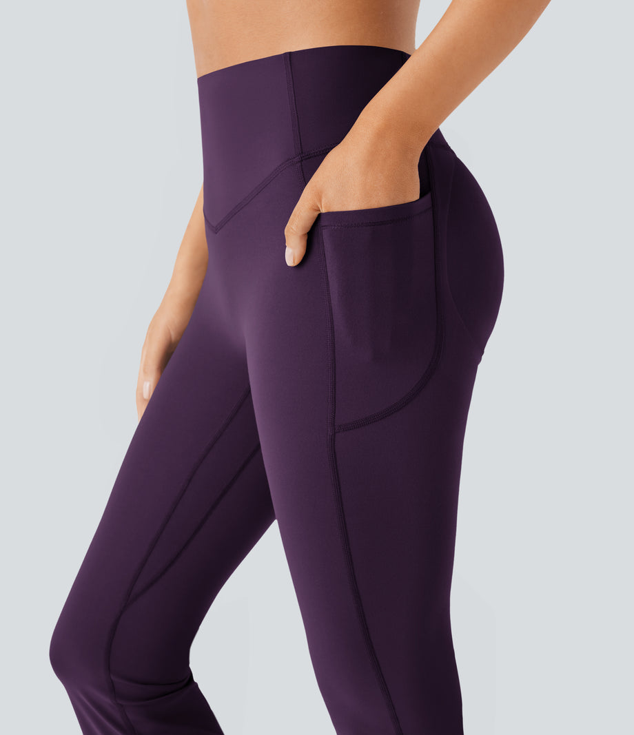 Halara UltraSculpt™ High Waisted Scrunch Butt Lifting Tummy Control Pocket Shaping Yoga Bootcut Leggings - Blackberry Cordial