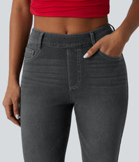 Halara Flex™ High Waisted Pockets Washed Casual Bootcut Jeans - Iron Gate Denim