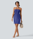 Halter Tie Back Mini Resort Dress with Pockets - Orchid Purple