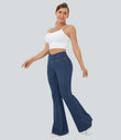 Halara Flex™ High Waisted Crossover Pocket Cool Touch Washed Casual Jeans - Light Cyan Denim