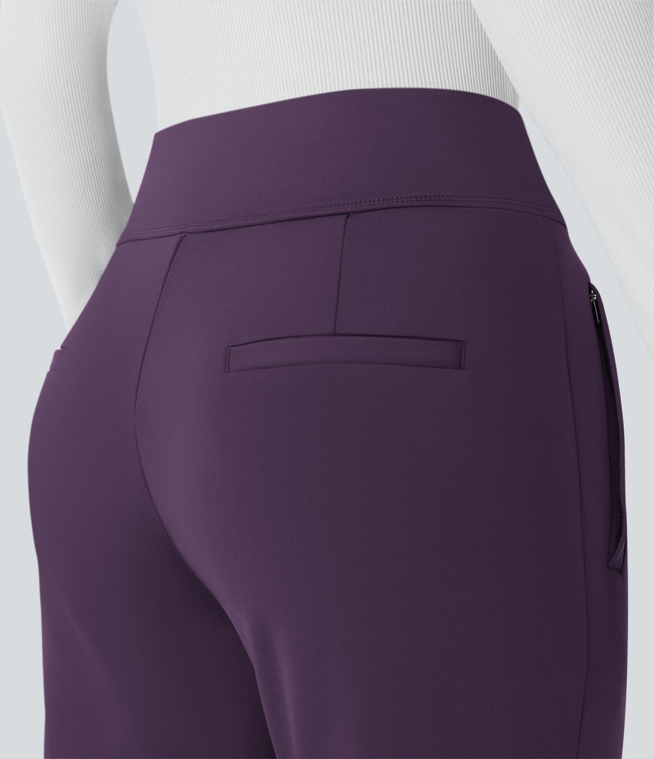 Halara Flex™ DayStretch Mid Rise Side Zipper Pocket Work Flare Pants - Blackberry Cordial
