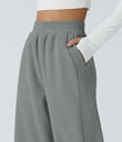 High Waisted Pocket Straight Leg Baggy Mop Corduroy Casual Pants - Monument