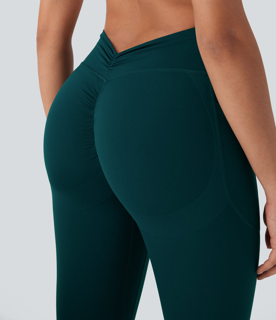 Halara UltraSculpt™ High Waisted Tummy Control Butt Lifting Ruched Pocket Shaping Yoga Leggings - June Bug
