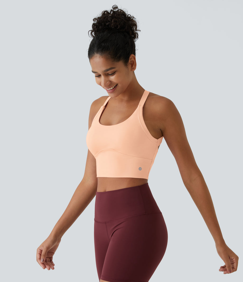 SoftlyZero™ Plush Cut Out Cropped Yoga Tank Top - Apricot Sherbet