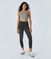 Halara Flex™ High Waisted Pockets Denim Casual Leggings - Carbon Paint Denim