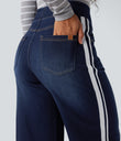 Halara Flex™ High Waisted Stripe Wide Leg Flowy Washed Casual Jeans with Pockets - Inkling  Blue Denim
