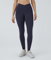 Patitoff™ 2.0 Pet Hair Resistant High Waisted Crossover Side Pocket Yoga Leggings - Mountain Blue