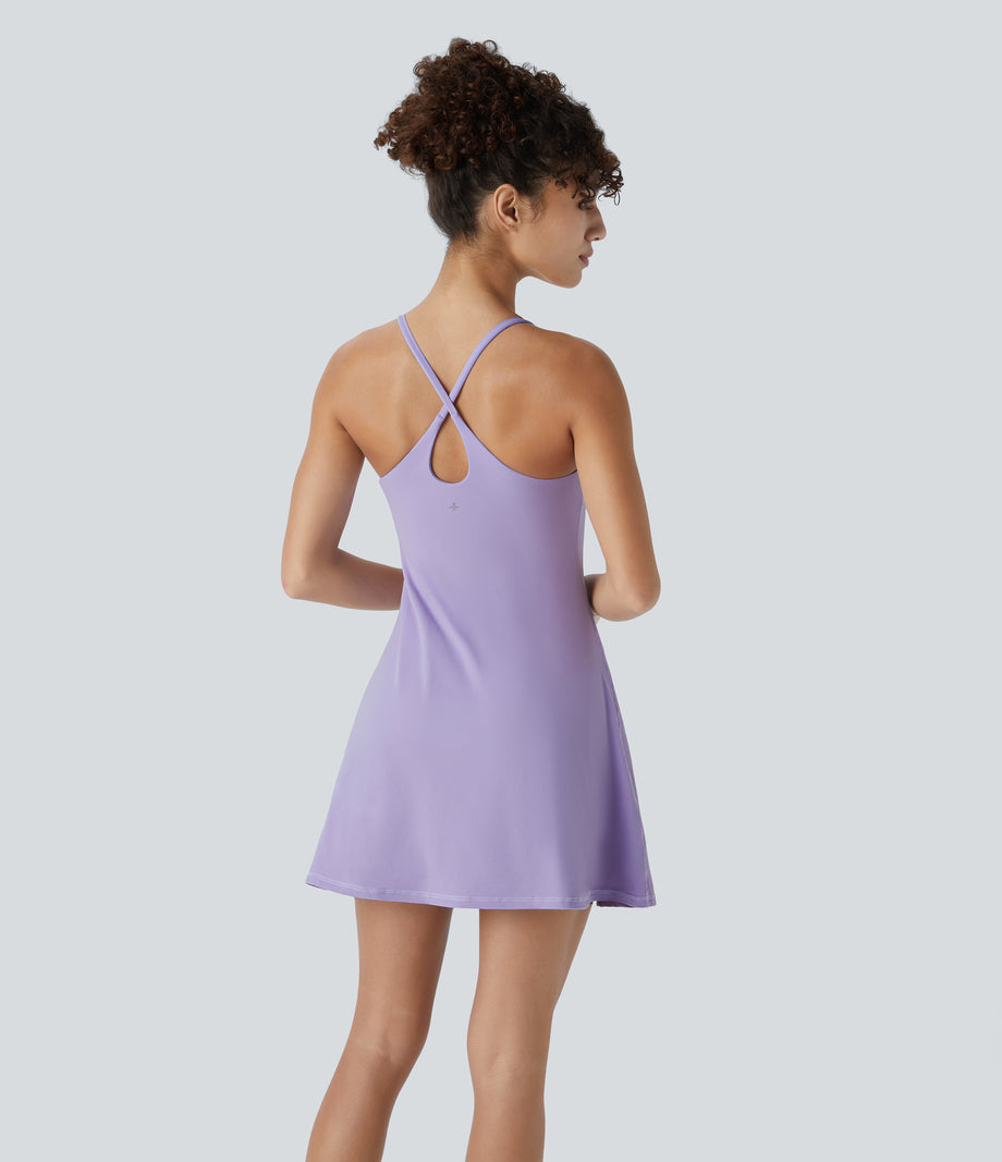 SoftlyZero™ Plush Backless Active Dress - Lavender