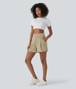 DayStretch High Waisted Work Baggy Shorts 4'' with Pockets - Fields of Rye