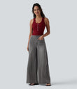 Halara Flex™ High Waisted Pockets Washed Casual Wide Leg Jeans - Cool Gray Denim