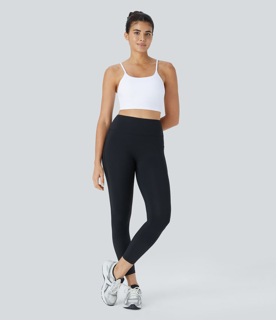 Basic Padded Workout Cropped Low Support Tank Top A-D Cups - White