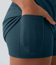 High Waisted Crossover Pocket 2-in-1 Casual Shorts - Majolica Blue