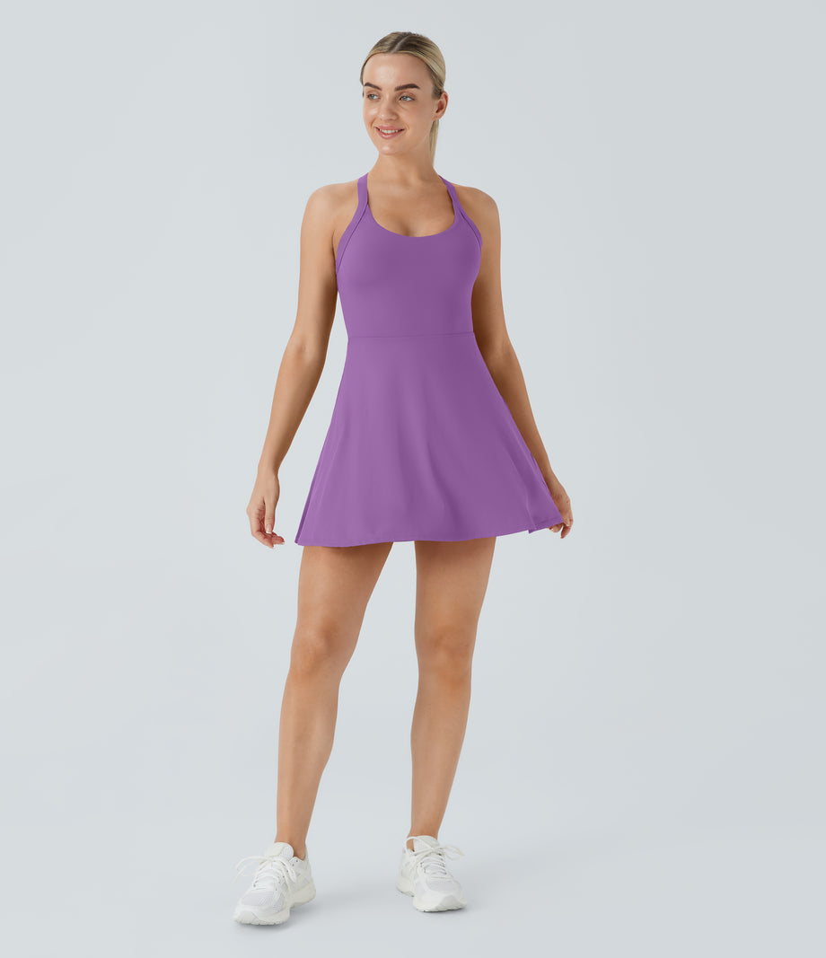 Backless Twisted Active Dress - Dewberry