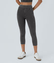 Halara Flex™ High Waisted Pocket Denim Capri Casual Leggings - Hemp Rope Black Denim