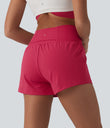 SoftlyZero™ Airy Crossover High Waisted 2-in-1 Cool Touch Yoga Shorts 3'' with Pockets - Winterberry