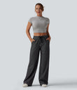 Halara Flex™ Low Rise Drawstring Wide Leg Sparkle Casual Sweatpants Jeans with Pockets - Phantom Denim