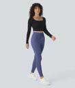SoftlyZero™ Plush High Waisted Drawstring Pocket Plain Full Length Joggers - Dusky Blue