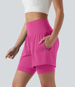 SoftlyZero™ Airy Super High Waisted 2-in-1 Cool Touch Yoga Shorts 7'' with Pockets - Fuchsia Fedora