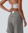 SoftlyZero™ Airy Super High Waisted 2-in-1 Cool Touch Yoga Shorts 9" with Pockets - Steeple Gray