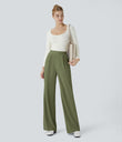 Halara Flex™ High Waisted Body Sculpt Waist-Slimming Pocket Wide Leg Micro Waffle Work Pants - Mosstone