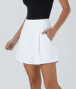 DayStretch High Waisted Work Baggy Shorts 4'' with Pockets - White