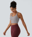 SoftlyZero™ Plush Cut Out Cropped Yoga Tank Top - Steel Gray