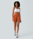 SoftlyZero™ Airy Super High Waisted 2-in-1  Cool Touch Yoga Shorts 5'' with Pockets-Longer Length - Orange Rust
