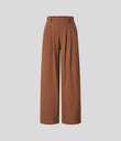 High Waisted Pocket Wide Leg Flowy Solid Palazzo Casual Linen-Feel Pants - Sierra