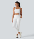 Halara UltraSculpt™ Double Straps Twisted Backless Cropped Yoga Tank Top - White