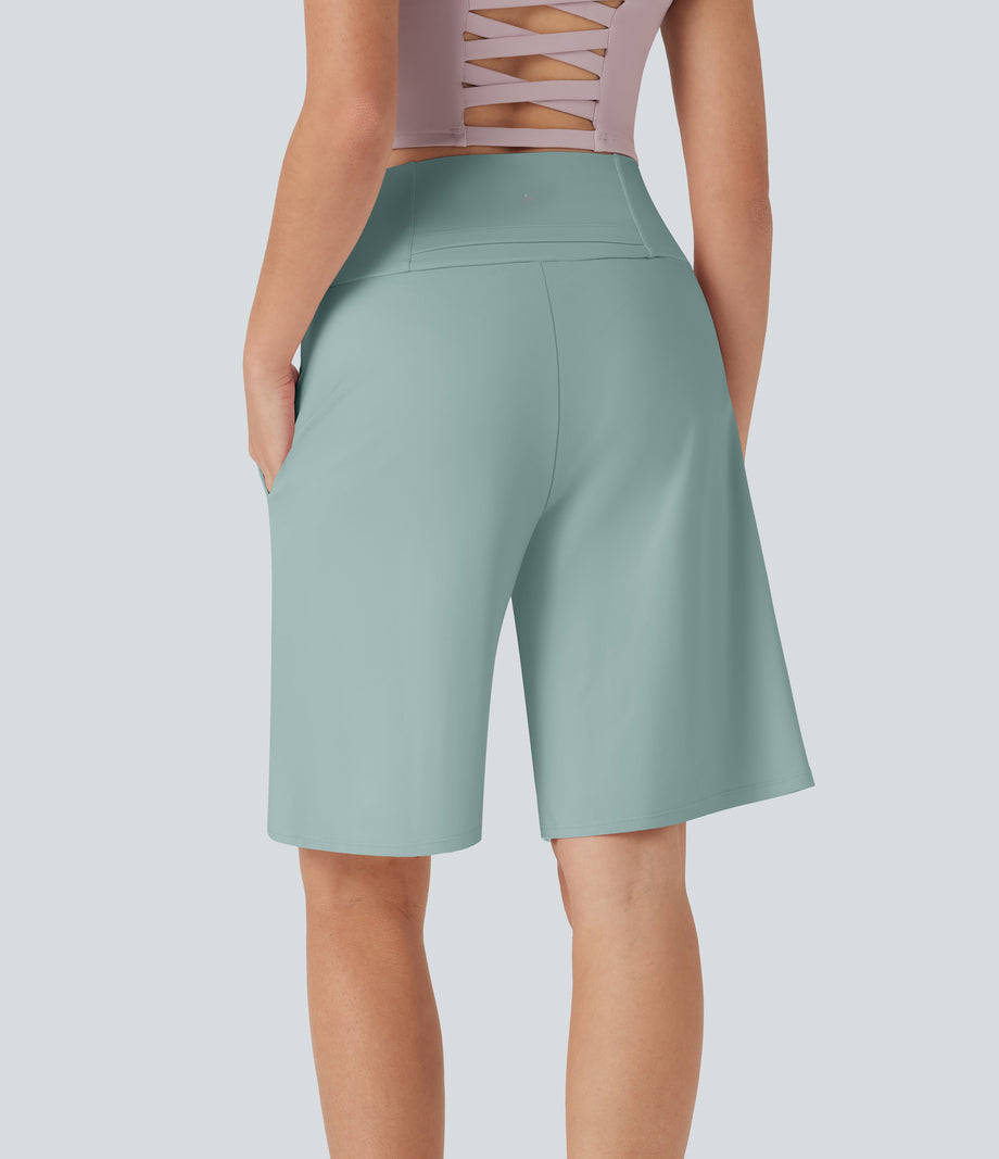 SoftlyZero™ Airy High Waisted Pockets Cool Touch Yoga Bermuda Shorts - Ether
