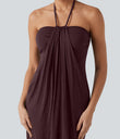 Halter Tie Back Mini Resort Dress with Pockets - Sassafras