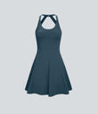 Flare Mini Dance Active Dress-Longer Length - Majolica Blue