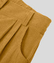Mid Rise Zipper Pocket Corduroy Casual Pants - Amber Gold
