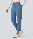 Mid Rise Drawstring Curved Hem Quick Dry Golf Tapered Pants with Pockets-UPF40+ - Cyaneus