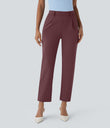 Halara Flex™ DayStretch High Waisted Pocket Ankle Length Tapered Work Pants - Red Mahogany