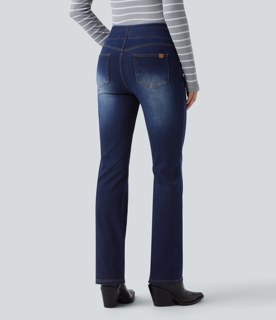 Halara Flex™ High Waisted Pockets Washed Casual Bootcut Jeans - Inkling  Blue Denim