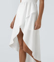 Breezeful™ High Low 2-Piece Pocket Flowy Midi Quick Dry Casual Dress - White