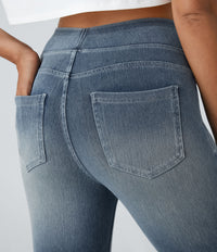 Halara Flex™ High Waisted Pockets Denim Casual Leggings - Blue Gray Denim