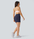 SoftlyZero™ Plush High Waisted Crossover Ruched Yoga Shorts 5'' - Peacoat