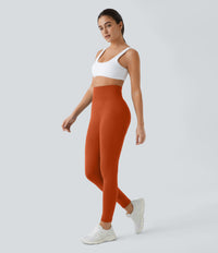 OneForm Seamless Flow High Waisted Ruched Plain Leggings - Potter's Clay