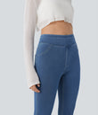 Halara Flex™ High Waisted Pocket Denim Capri Casual Leggings - Denim Dark Blue