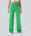 DayStretch High Waisted Pockets Straight Leg Casual Pants - Irish Green