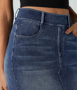 Halara Flex™ High Waisted Pockets Bodycon Washed Denim Casual Midi Skirt - Royal Blue Denim