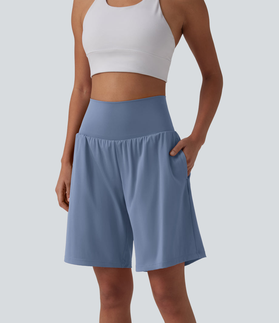 SoftlyZero™ Airy Super High Waisted 2-in-1 Cool Touch Yoga Shorts 9" with Pockets - Infinity