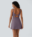 SoftlyZero™ Plush Double Straps 2-Piece Pocket Slip Dance Active Dress A-D Cups - Tulip Purple