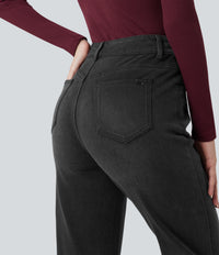 Halara Flex™ High Waisted Rolled Hem Casual Slim Jeans with Pockets - Poppy Seed Denim