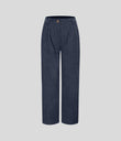 Mid Rise Zipper Pocket Corduroy Casual Pants - Foggy Blue