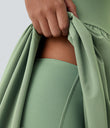 Breezeful™ High Low 2-Piece Pocket Flowy Midi Quick Dry Casual Dress - Hot Wasabi - Green