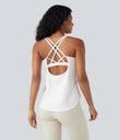 Halara UltraSculpt™ Round Neck Curved Hem Workout Tank Top - White